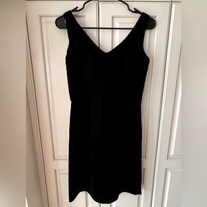 Velvet V-neck V-back black dress by FA:GE. Size 2